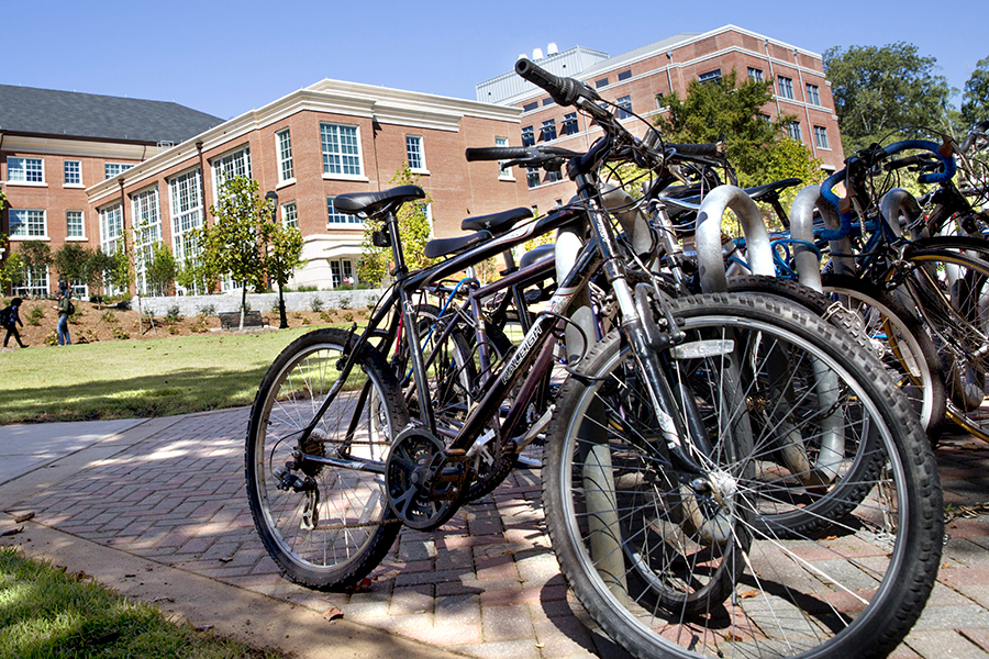 Bike racks with bikes