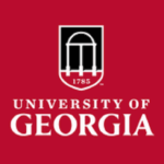 Red square with the UGA arch seal and text that reads, "University of Georgia"